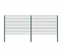 vidaXL Fence Panel with Posts Iron 349x120 cm Green