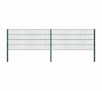 vidaXL Fence Panel with Posts Iron 349x80 cm Green