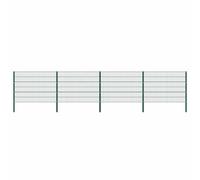 vidaXL Fence Panel with Posts Iron 694.5x120 cm Green