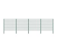 vidaXL Fence Panel with Posts Iron 694.5x160 cm Green