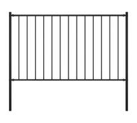 vidaXL Fence Panel with Posts Powder-coated Steel 1.7x1.25 m Black UK
