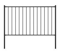 vidaXL Black Garden Fence Panel with Posts, Powder-coated Steel, Weather-resistant, Easy Installation, Privacy Partition - 1.7x1 m