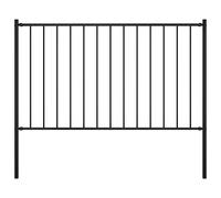 vidaXL Fence Panel Barrier with Posts Weather Resistant Outdoor Garden Backyard Patio Screen Fencing Powder-Coated Steel 1.7x0.75m Black