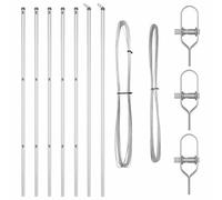 vidaXL Fence Post 7 pcs Silver Steel, Garden and Terrace, Cylindrical Post, Durable Fence System, Outdoor Decor, Landscape Support, Boundary Aid, Home Fixture
