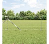 Fence Post Galvanized Steel Outdoor Garden Barrier Terrace Divider Set vidaXL