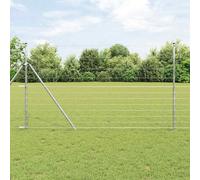 Fence Post Set Galvanized Steel 2500x140cm Rectangular 26 Posts Weatherproof Pro