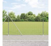 Fence Post Galvanized Steel Outdoor Garden Barrier Terrace Divider Set vidaXL