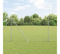 Fence Post Galvanized Steel Outdoor Garden Barrier Terrace Divider Set vidaXL