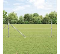 Fence Post Galvanized Steel Outdoor Garden Barrier Terrace Divider Set vidaXL