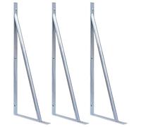 vidaXL Fence Post Support Brackets, 3 pcs, Galvanised Steel - Rust-Resistant and Weather-Resistant Ground Stakes for WPC Fencing