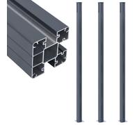 Fence Posts 3 pcs Dark Grey 185 cm Aluminium