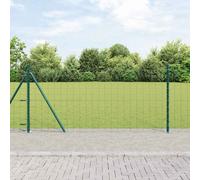 Garden Fence Panel Green 0.8x10 m Heavy Galvanised Steel Mesh Roll with 6 Posts
