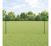 vidaXL Fence with Post Green 1.2 x 25 m Steel and PVC