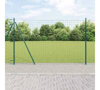 vidaXL Fence with Post Green 1.5 x 10 m Steel