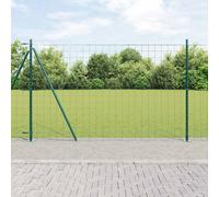 vidaXL Fence with Post Green 1.6 x 10 m Steel and PVC