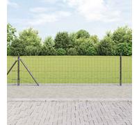 vidaXL Fence with Post Grey 0.6 x 25 m Steel and PVC