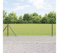 vidaXL Fence with Post Grey 0.6 x 25 m Steel and PVC