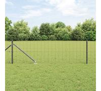 vidaXL Fence with Post Grey 0.8 x 25 m Steel