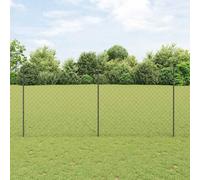 vidaXL Fence with Post Grey 1.4 x 10 m Steel and PVC