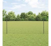 vidaXL Fence with Post Grey 1 x 25 m Steel and PVC