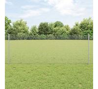 vidaXL Fence with Post Silver 0.8 x 10 m Steel
