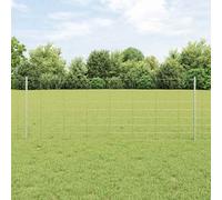 vidaXL Fence with Post Silver 0.8 x 100 m Steel