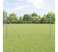 vidaXL Fence with Post Silver 1.2 x 25 m Steel and PVC