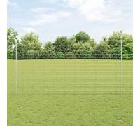 Outdoor Wild Fence with Posts Mesh Silver Galvanised Steel Terrace vidaXL