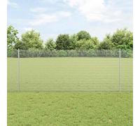vidaXL Fence with Post Silver 1 x 10 m Steel