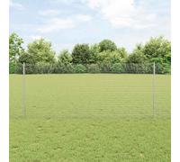vidaXL Fence with Post Silver 1 x 10 m Steel