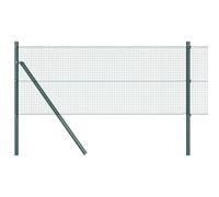 vidaXL Fence with Posts Green 0.4 x 10 m Steel, Garden and Terrace, Durable Outdoor Fence, Customizable Boundary Barrier, Protective Enclosure, Weather Resistant Panels