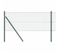 vidaXL Fence with Posts Green 0.4 x 10 m Steel, Garden and Terrace, Durable Outdoor Fence, Customizable Boundary Barrier, Protective Enclosure, Weather Resistant Panels
