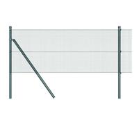 vidaXL Fence with Posts Green 0.5 x 25 m Steel, Garden and Terrace Fence, Outdoor Safety Barrier, Durable Property Boundary Enclosure, Weather Resistant and UV Protected