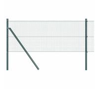vidaXL Fence with Posts Green 0.8 x 10 m Steel, Garden and Terrace, Durable Outdoor Fence, Customizable Boundary Barrier, Protective Enclosure, Weather Resistant Panels