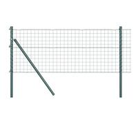 vidaXL Fence with Posts Green 0.8 x 10 m Steel, Garden and Terrace, Durable Steel Fenceline, Outdoor Barrier, Backyard Enclosure, Metal Boundaries for Home Protection