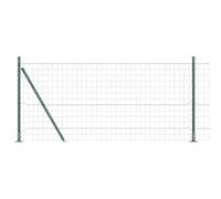 vidaXL Fence with Posts Green 0.8 x 10 m Steel, Garden and Terrace, Durable Steel Fenceline, Outdoor Barrier, Backyard Enclosure, Metal Boundaries for Home Protection