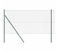 vidaXL Fence with Posts Green 1.4 x 10 m Steel, Garden and Terrace, Durable Outdoor Fence, Customizable Boundary Barrier, Protective Enclosure, Weather Resistant Panels