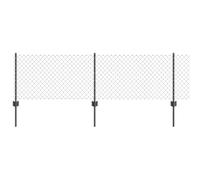 vidaXL Fence with Posts Grey 0.4 x 50 m Steel, Garden and Terrace, Durable Outdoor Fence, Customizable Boundary Barrier, Protective Enclosure, Weather Resistant Panels