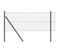 vidaXL Fence with Posts Grey 0.6 x 50 m Steel, Garden and Terrace, Durable Outdoor Fence, Customizable Boundary Barrier, Protective Enclosure, Weather Resistant Panels