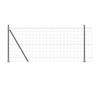 vidaXL Fence with Posts Grey 0.8 x 10 m Steel, Garden and Terrace, Durable Steel Fenceline, Outdoor Barrier, Backyard Enclosure, Metal Boundaries for Home Protection