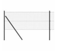 vidaXL Fence with Posts Grey 0.8 x 50 m Steel, Garden and Terrace, Durable Outdoor Fence, Customizable Boundary Barrier, Protective Enclosure, Weather Resistant Panels