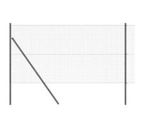 vidaXL Fence with Posts Grey 1 x 25 m Steel, Garden and Terrace Fence, Outdoor Safety Barrier, Durable Property Boundary Enclosure, Weather Resistant and UV Protected