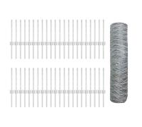 vidaXL Fence with Posts Silver 0.4 x 100 m Steel, Garden and Terrace, Durable Outdoor Fence, Customizable Boundary Barrier, Protective Enclosure, Weather Resistant Panels