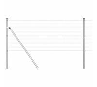 vidaXL Fence with Posts Silver 0.5 x 25 m Steel, Garden and Terrace Fence, Outdoor Safety Barrier, Durable Property Boundary Enclosure, Weather Resistant and UV Protected