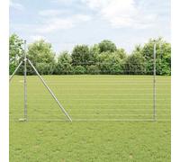 Field Fence 25 x 1.5 m Silver Galvanised Steel Weatherproof Garden Barrier Roll