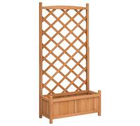 vidaXL Planter w/ Trellis Brown Solid Wood Fir, Brown