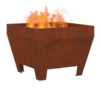 Fire Pit Square Weathering Steel Brown 50x50x38cm Portable Outdoor Compact Safe