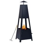 vidaXL Fire Pit Black Steel Outdoor Garden Fireplaces Tower Patio Heaters