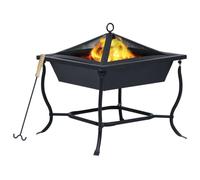 vidaXL Fire Pit Black 42x42x45 cm Steel UK HOT