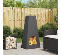 Outdoor Fireplace Cone Black Steel 50x35x100cm Matte Rust-Resistant Patio Garden